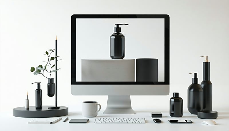 Digital 3D products showcased in an ecommerce setting